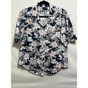 Southern Lady Women's Hawaiian Tropical Camp Button Down Top Size XL Plumeria